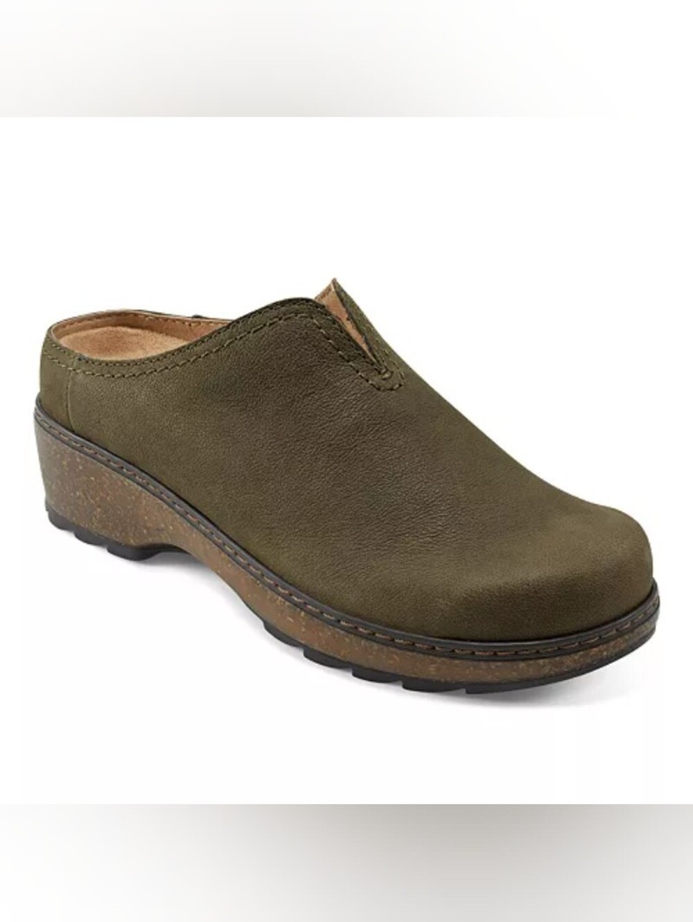 Earth Kolia Olive Green Slip-On Clog - Soft Leather Comfort size 9.5M NWOT